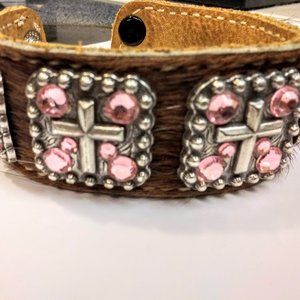 Awesome Brown Calf Hair Cross Bracelet